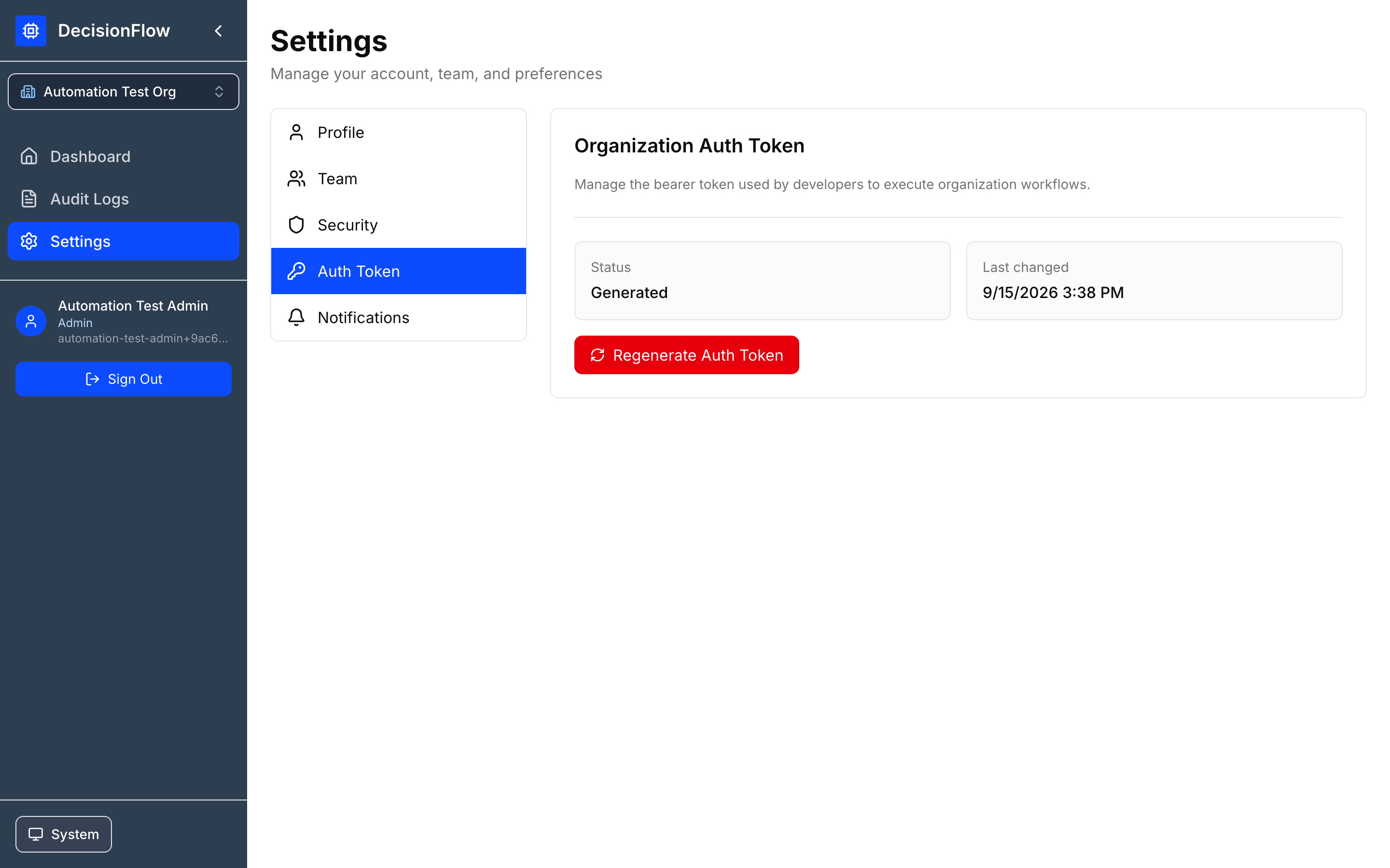 Generating Auth Token screenshot